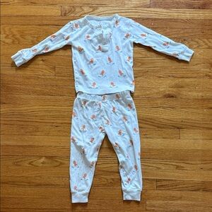 Little English White Pajama Set with Gold Fish